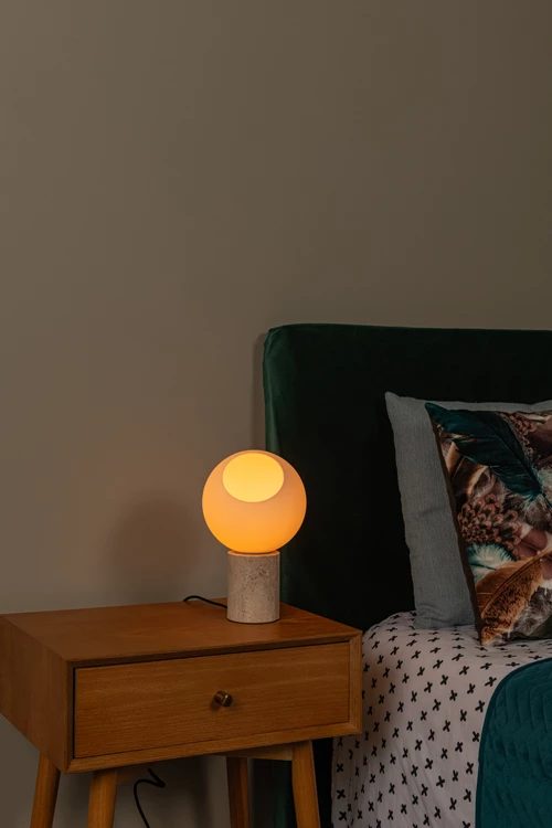 Lucide DAVIN - Tafellamp - 1xE27 - Opaal - sfeer 1